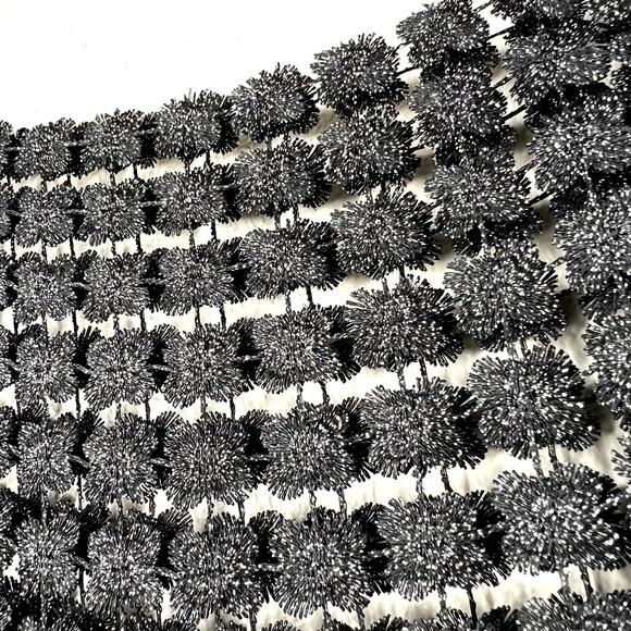 Metallic Embroidered Lurex Mesh Blouse Top Overlay Sheer Square Neck ONE SIZE - Picture 5 of 5